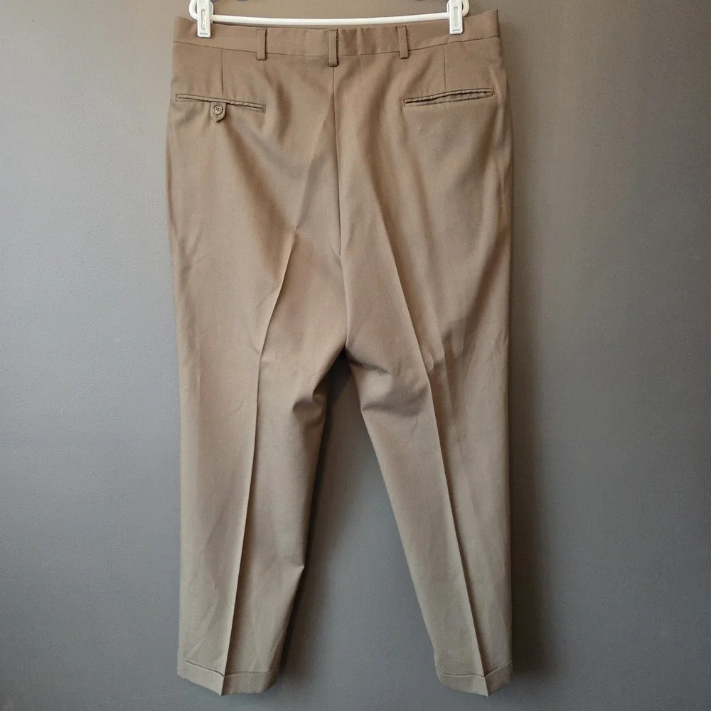 Hart Schaffner Marx Men's Brown Super 100s Wool Suit‎ Dress Pants Pleated 38x32